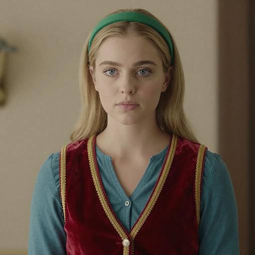 Focused Portrait: Blonde Woman in Velvet Vest