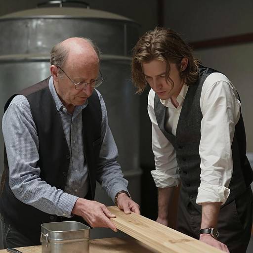 Intense Discussion in Dimly Lit Room