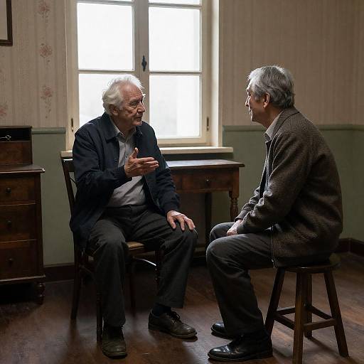 Vintage Conversation Between Two Elderly Men