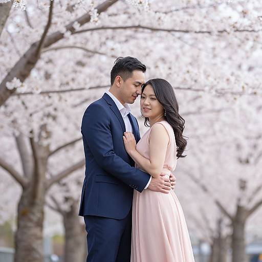 Elegant Engagement Under Cherry Blossoms