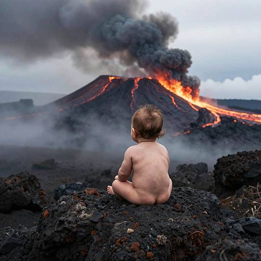 Volcanic Ash Baby in Fantasy Landscape