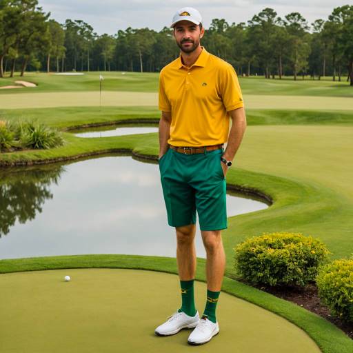 Man in golf outfit standing on putting green