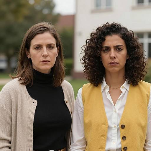 Outdoor Portrait of Two Serious Women