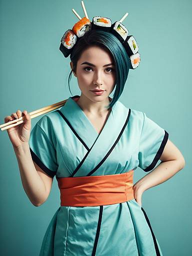 Photorealistic Sushi Roll Cosplay Portrait