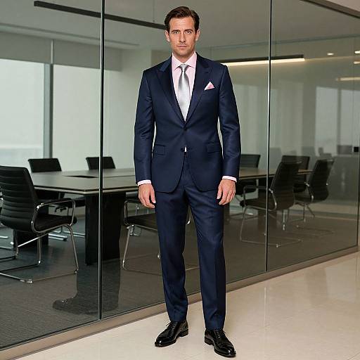 Confident Man in Midnight Blue Suit