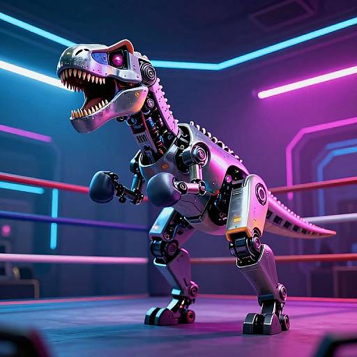 Futuristic Robotic Dinosaur Boxing