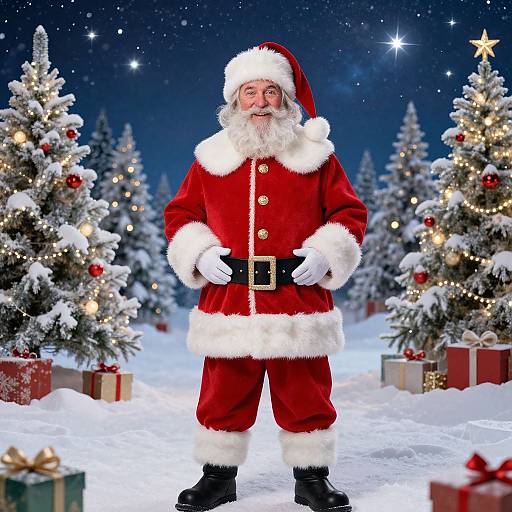 Jolly Santa in Magical Winter Wonderland