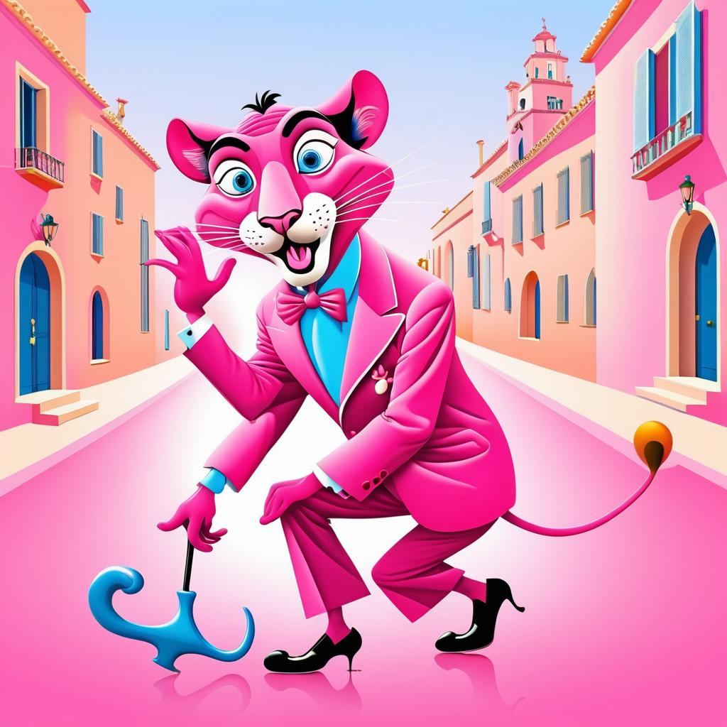 Surreal Pink Panther: A Dalí Twist