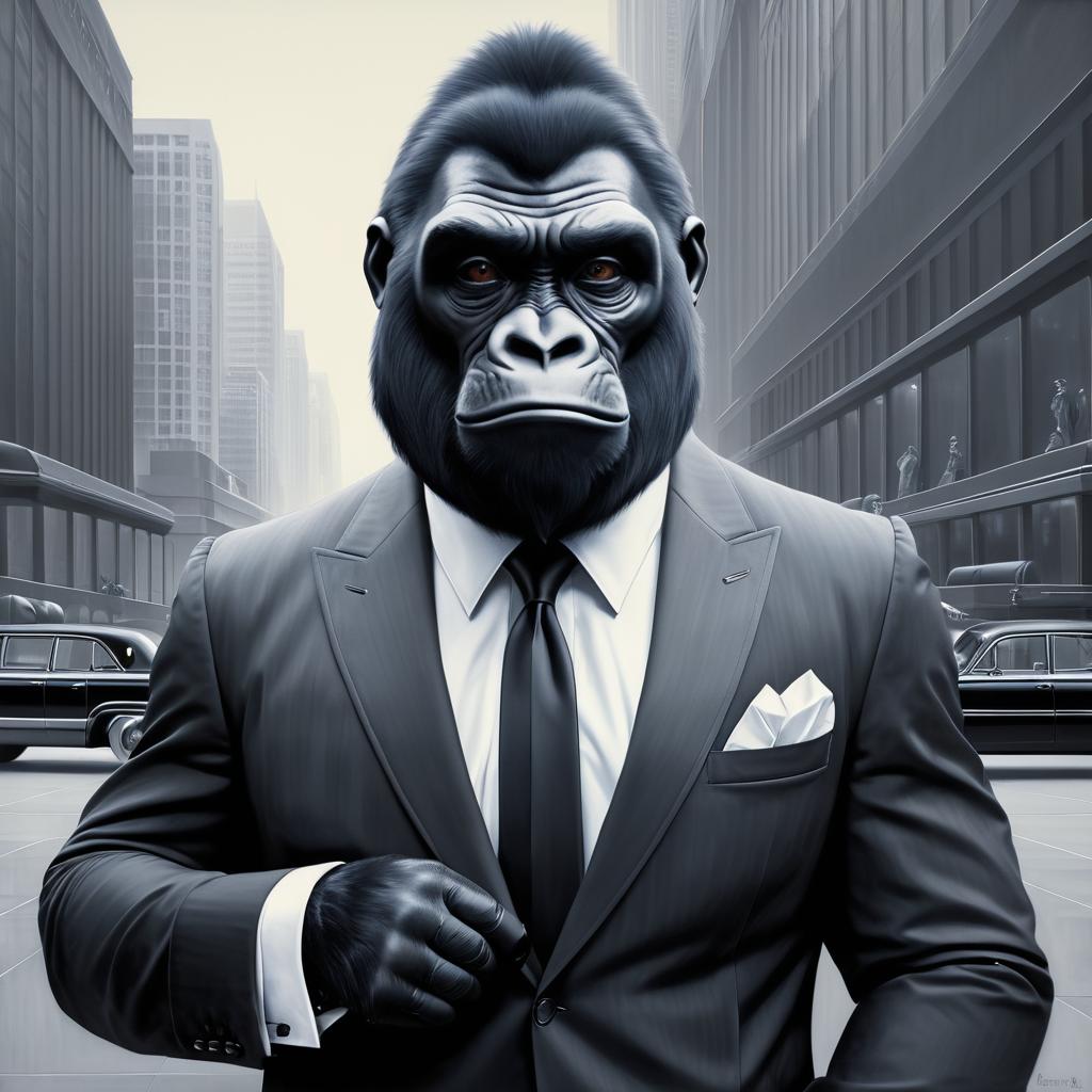 Hyper-Realistic Gorilla in Business Attire