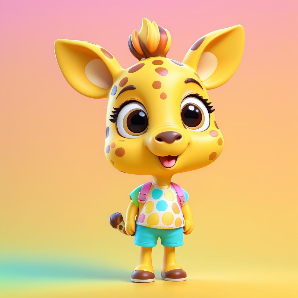 Charming 3D Chibi Giraffe Character