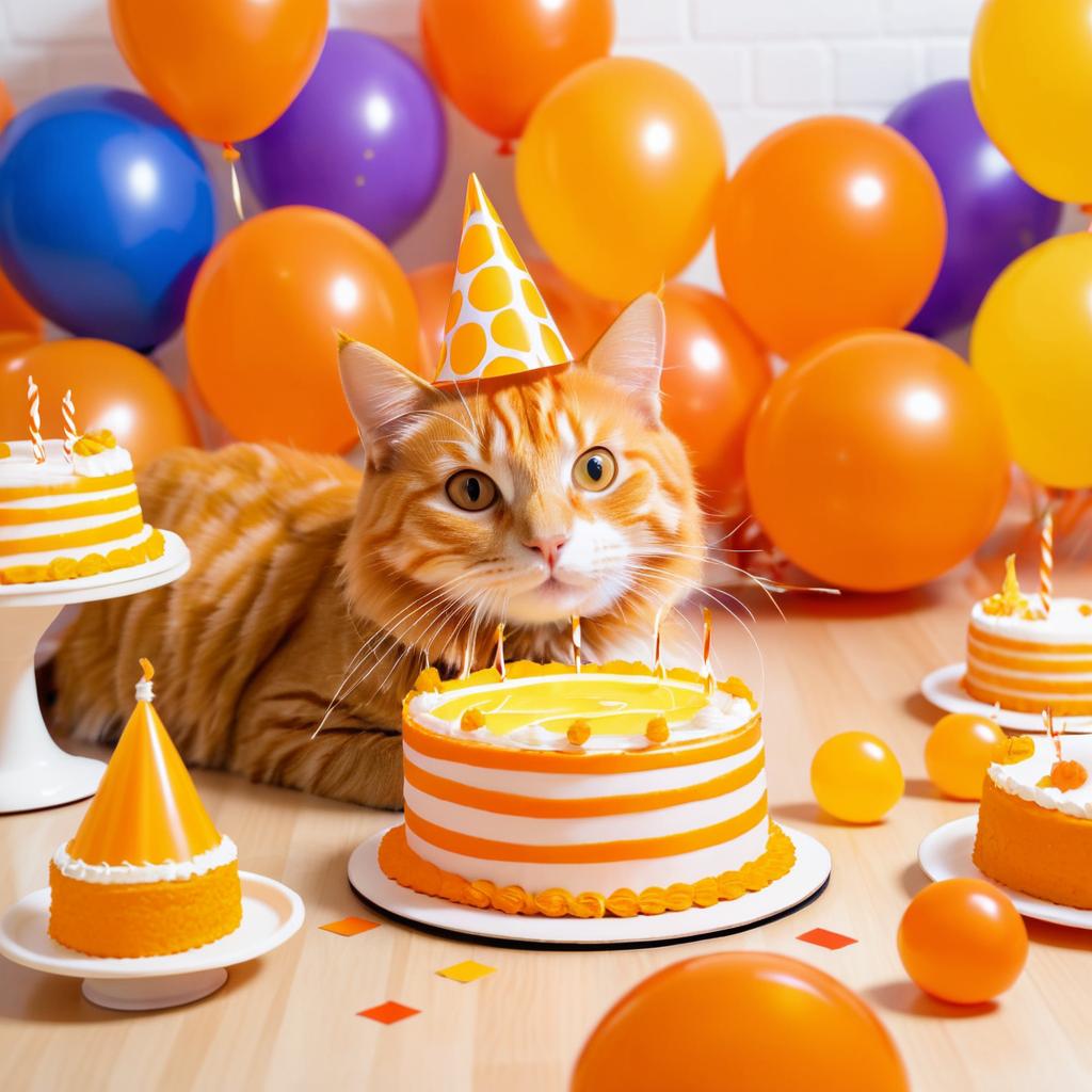 Festive Birthday Party for a Tabby Cat