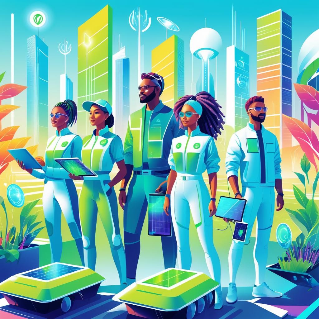 Futuristic Clean Tech Activists Illustration