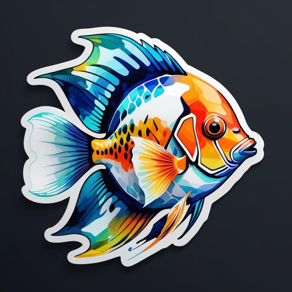 Artistic Tropical Fish Sticker Design