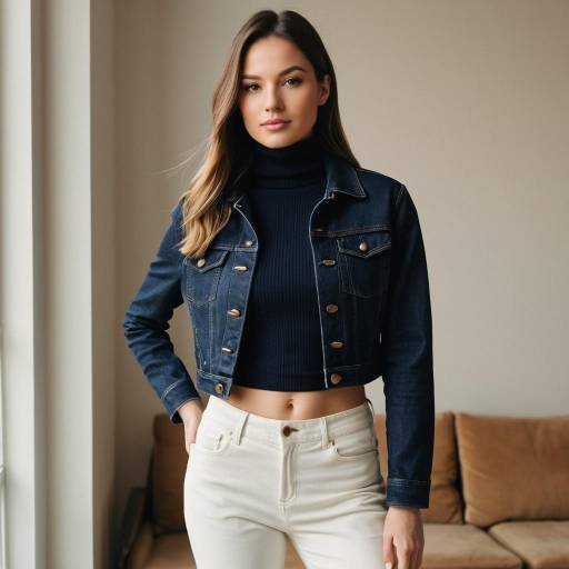 Elegant Indoor Fashion Pose in Denim