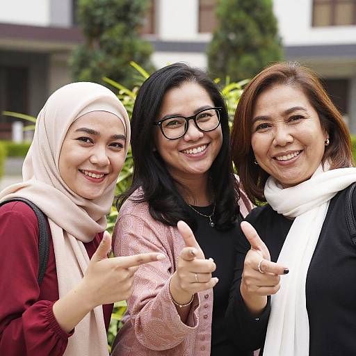 Bright Outdoor Selfie of Three Women