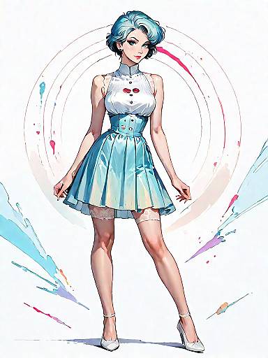 Retro Gingham Mini Dress Studio Portrait