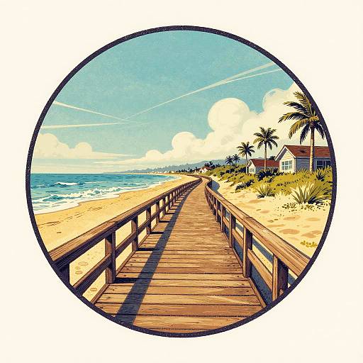 Retro Nostalgic Beach Boardwalk Art