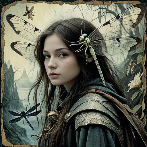 Surreal Wanderer with Nanobot Dragonfly