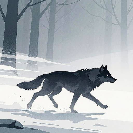 Stylized Running Wolves Silhouette Art