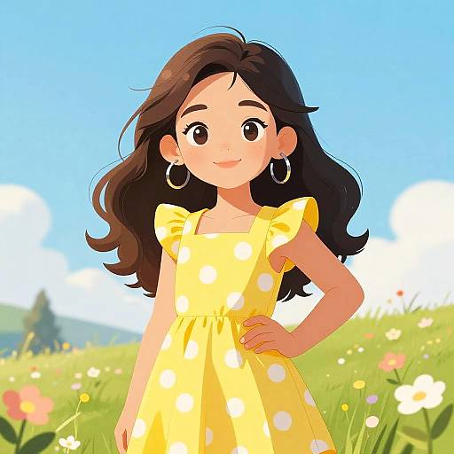 Cheerful Girl in Yellow Sundress