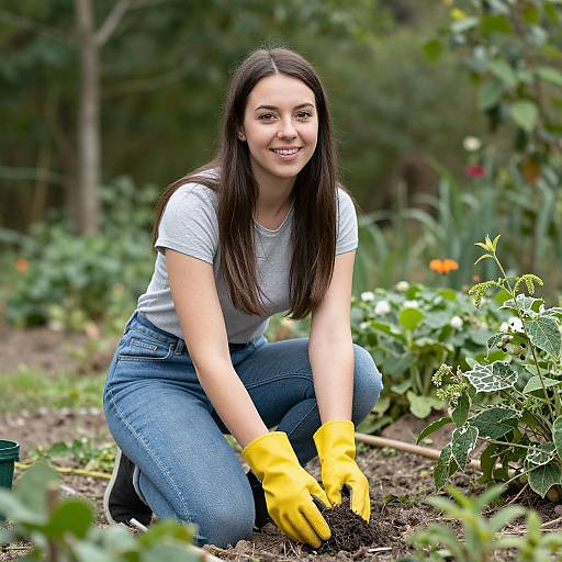 Young Woman Gardening Outdoors