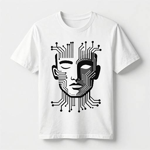 Minimalistic AI Circuit Face Tee
