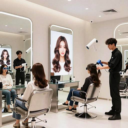 Futuristic Hair Salon with AR Tech