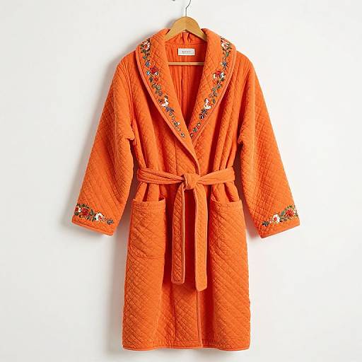 1960s Orange Quilted Housecoat Robe