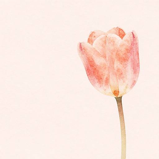 Digital Watercolor Peach Tulip Bud