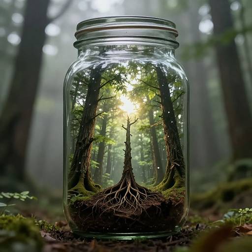 Inverted Miniature World in Jar