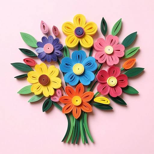 Colorful Paper Quilled Flower Bouquet
