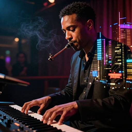 Double Exposure Jazz Musician Portrait