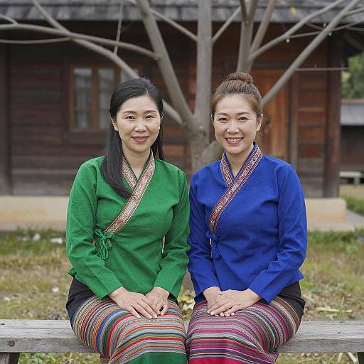 Portrait of Two Asian Women Outdoors