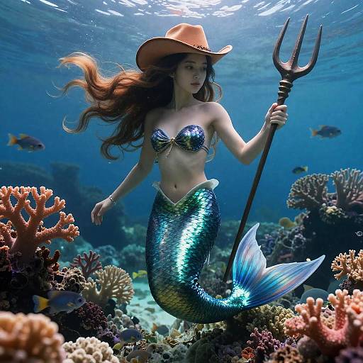 Cinematic Mermaid in Vibrant Coral Reefs