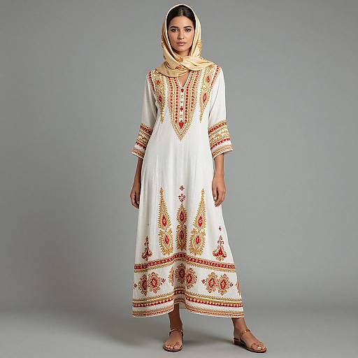 Elegant Woman in Patterned Dress