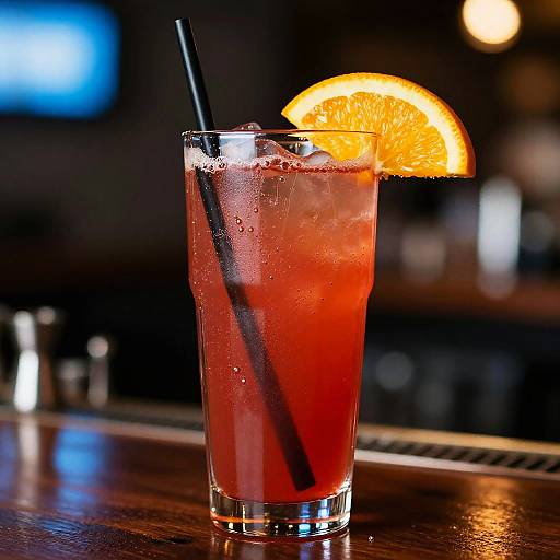 Red Cocktail with Orange Slice