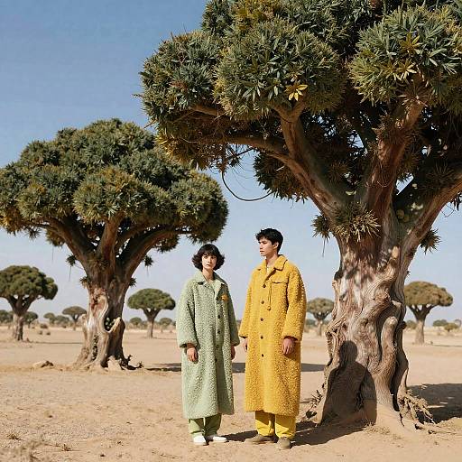 Surreal Desert Trees with Two Figures