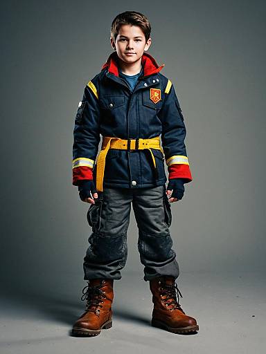 Young Man in Flame Costume Standing