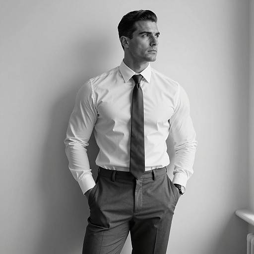 Elegant Muscular Man in Black and White
