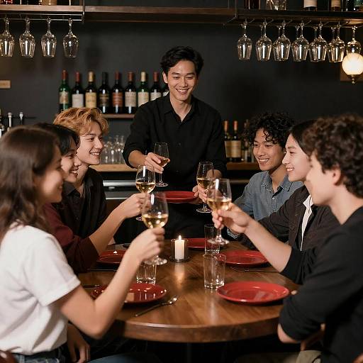Warm Social Gathering at a Bar