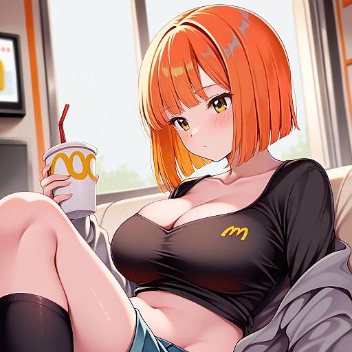 Illustration of Mother (yoru mac), mcdonald's in the style of Chikuwa savy