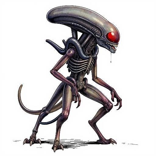 Digital drawing of a menacing Xenomorph from 