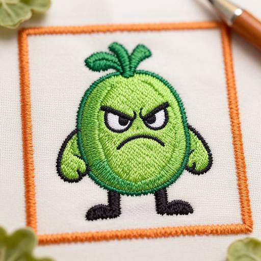 Angry Italian Vegetable Character Embroidery