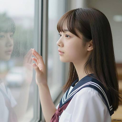 Young Asian Girl in School Uniform