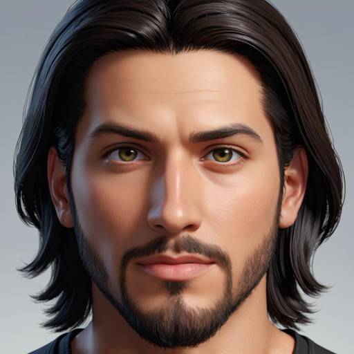 Portrait of bearded man with medium-length hair
