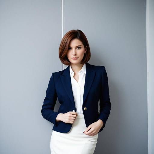Elegant Businesswoman in Navy Blazer