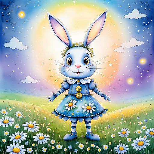 Whimsical Rabbit in a Dreamy Field Whimsical Rabbit in a Dreamy Field