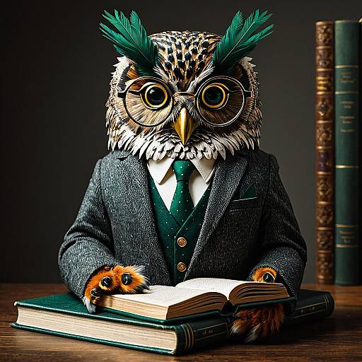 Wise Owl in Stylish Scholar Attire