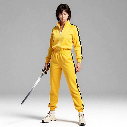 Full-Length Bride in Yellow Tracksuit