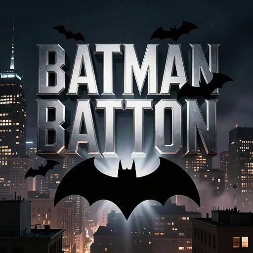 Batman Text Design Over Foggy Gotham